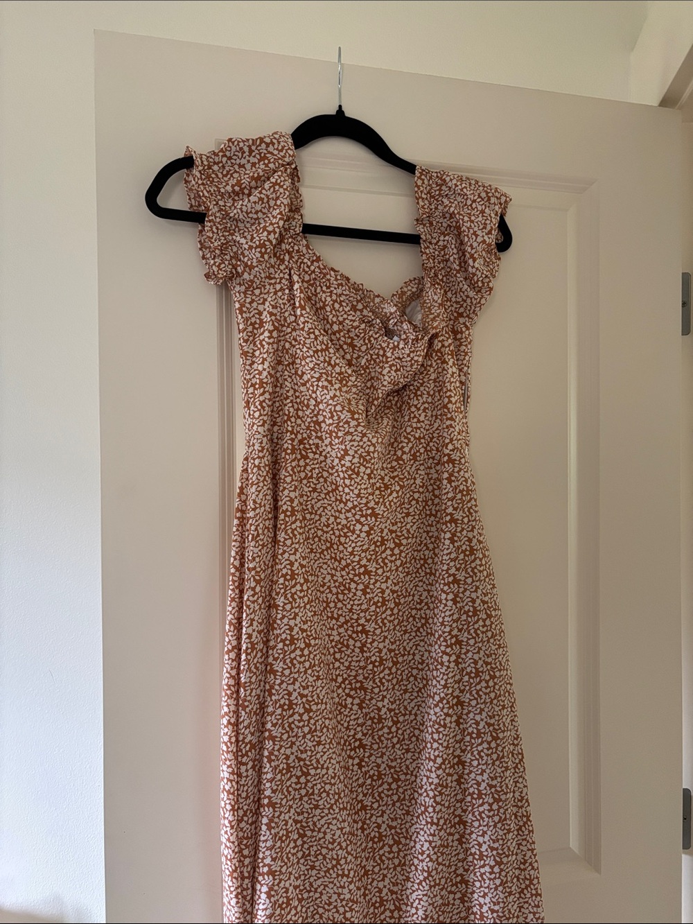 Princess Polly Tan Floral Ruffle Midi Dress